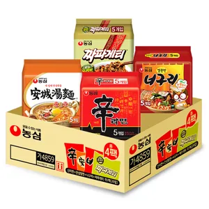 농심 신라면 120g x 5p + 안성탕면 125g x 5p + 얼큰 너구리 120g x 5p + 짜파게티 140g x 5p